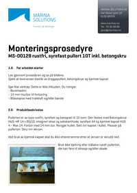 Monteringsprosedyre MS 00128 Bryggepullert med kjemisk kapsel